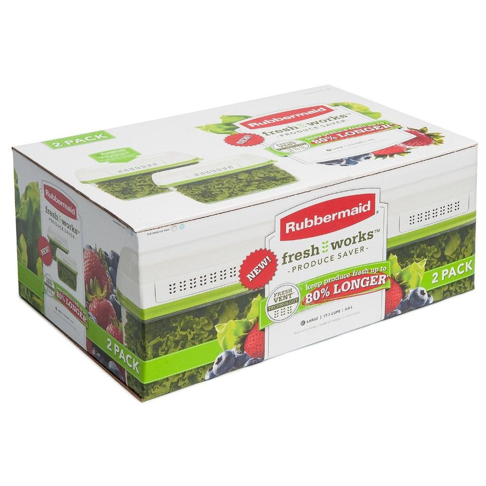 Rubbermaid Fresh works Produce Saver 2 pack - 17.3 Cups NIB